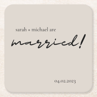 Minimal Wine Wedding Favors, Wedding Reception Win Square Paper Coaster