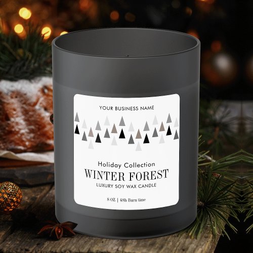 Minimal Winter Grey White Candle Label Packaging