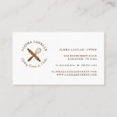 Minimal Wooden Rolling Pin & Whisk Bakery Logo Business Card (Back)