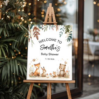 Minimal Woodland Animals Baby Shower Welcome Sign