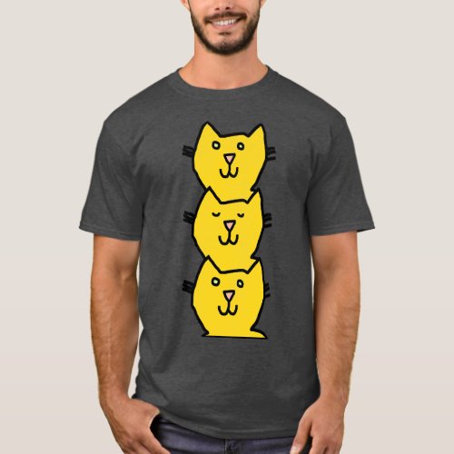 Minimal Yellow Cat Stack T_Shirt