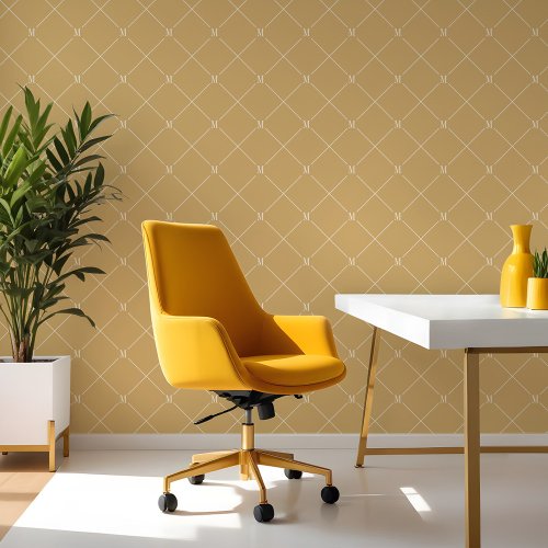 Minimal Yellow Diagonal Checkered Monogram Pattern Wallpaper