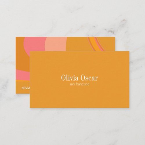 Minimal Yellow Pink Unique Abstract Marble Art  Business Card