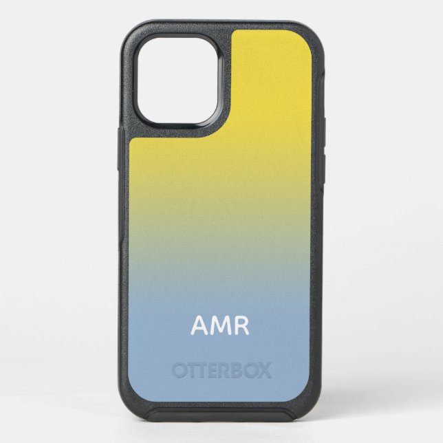 Minimal Yellow to Light Blue Gradient Monogram Otterbox iPhone Case (Back)