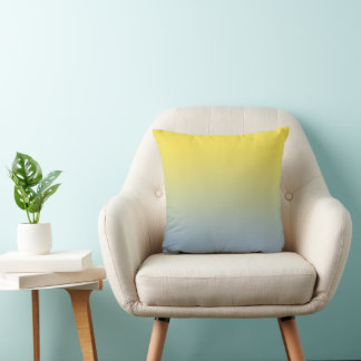 Minimal Yellow to Light Blue Ombré Throw Pillow