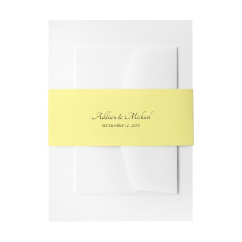 Minimal Yellow White Invitation Belly Band