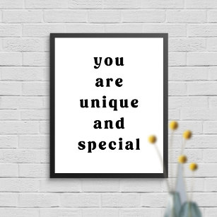 Minimal You Are Unique and Special Classroom Poster