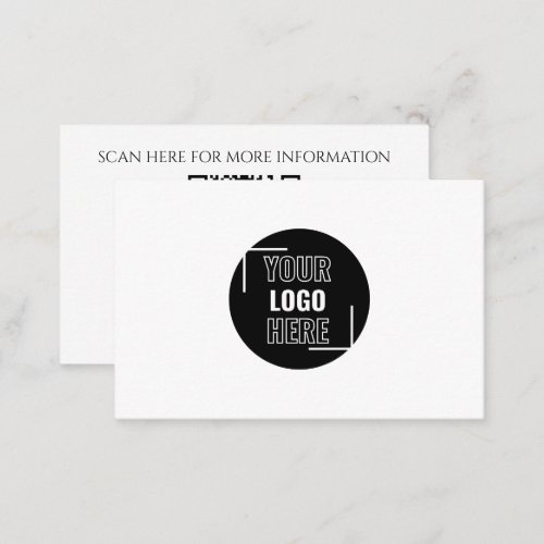 Minimal Your Logo Here Black and White QR Code Business Card