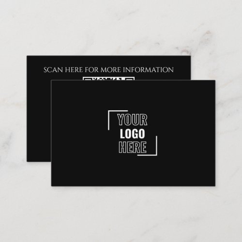 Minimal Your Logo Here Black and White QR Code Business Card