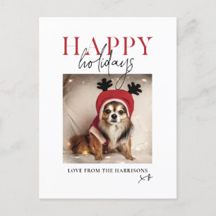 Minimal Your Pet Dog Photo Your Message Christmas Holiday Postcard