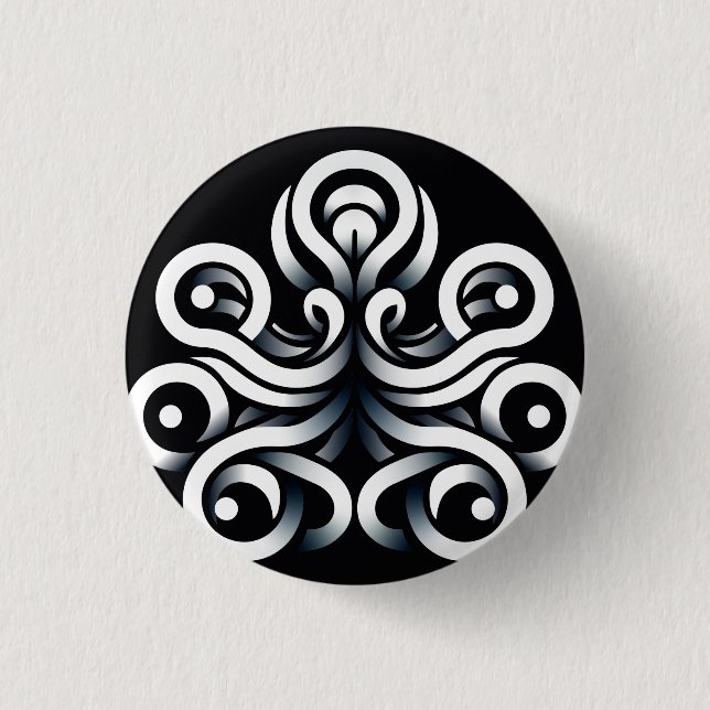 Minimal Zen Sacred Geometric Mandala Abstract Button (Front)