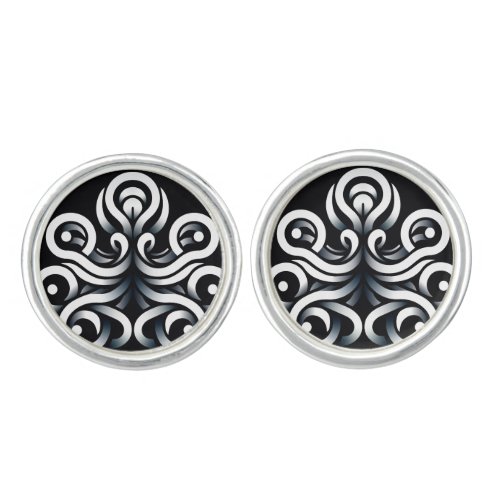 Minimal Zen Sacred Geometric Mandala Abstract Cufflinks