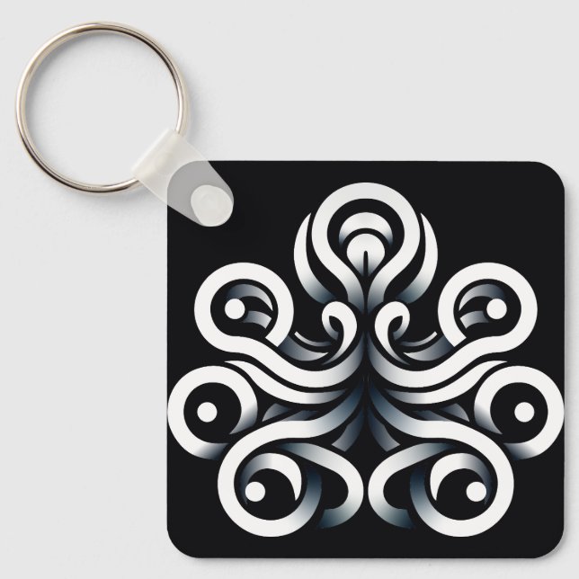 Minimal Zen Sacred Geometric Mandala Abstract Keychain (Front)