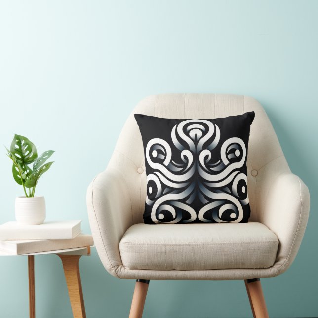Minimal Zen Sacred Geometric Mandala Abstract Throw Pillow (Chair)