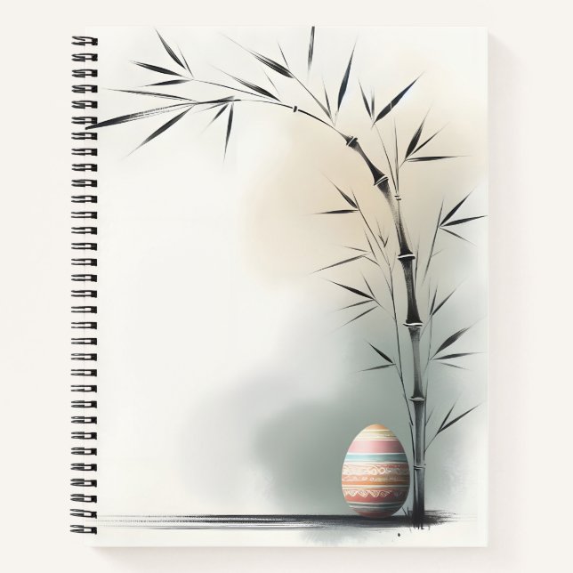 Minimal Zen Spring Bamboo Easter Egg Notebook (Front)
