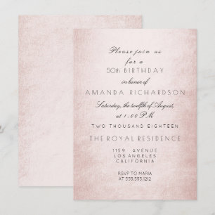 Minimali Delicate Pastel Pink Rose Birthday Invitation