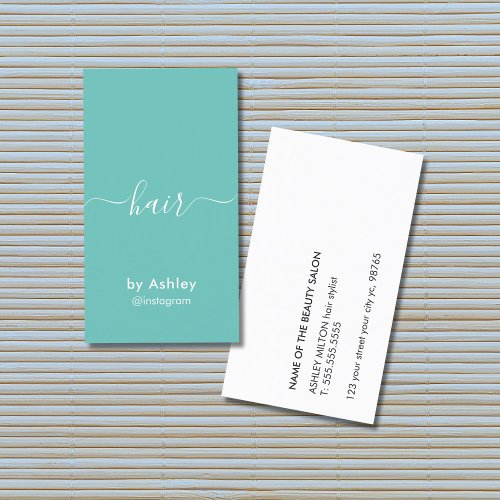 Minimalis Blue White Hair Stylist Business Card