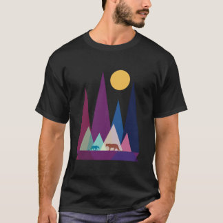 minimalis mountain and tiger T-Shirt