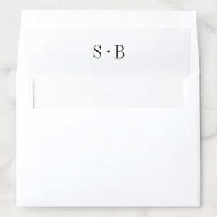 Minimalis White Monogram Wedding Envelope Liner