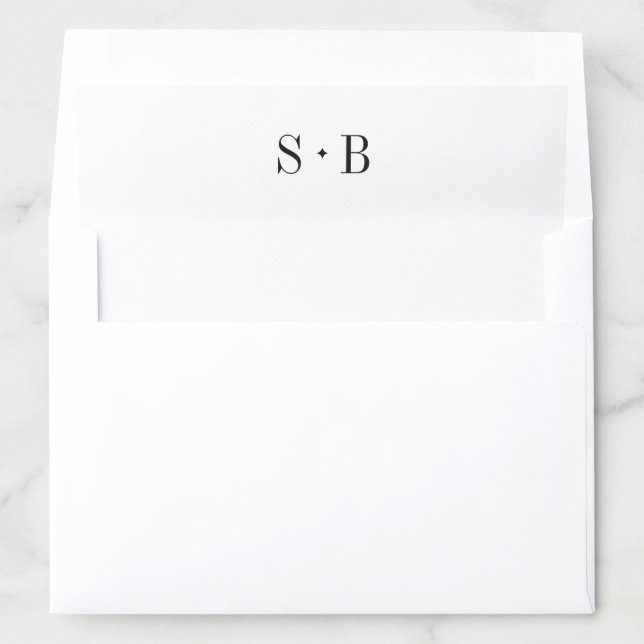 Minimalis White Monogram Wedding Envelope Liner (In Envelope)