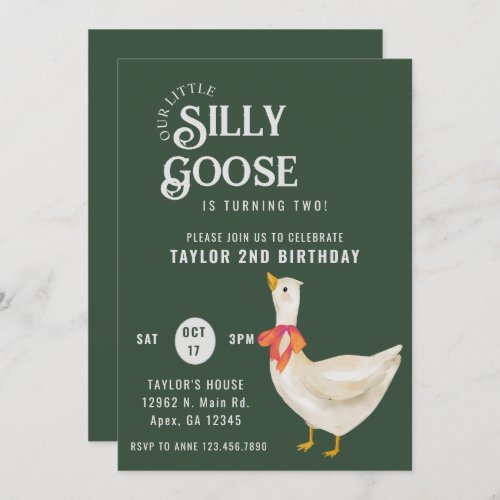  Minimalism Сlassic Silly Goose Birthday  Invitation