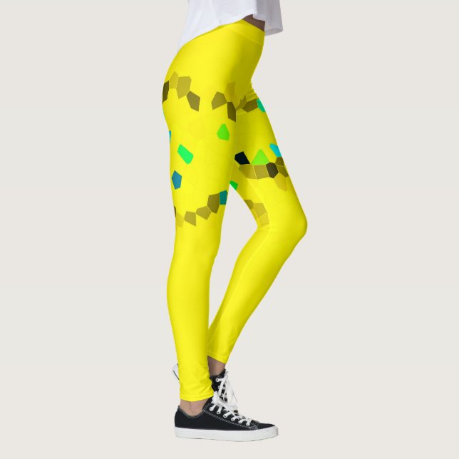 Minimalism Abstract Art Black Yellow Leggings (Right)