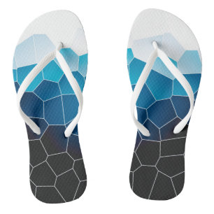 Minimalism Abstract Art Blue White Cells Flip Flops
