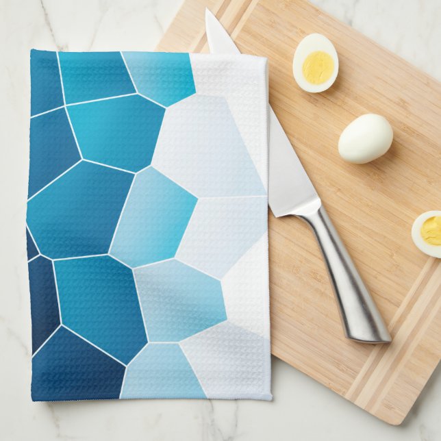 Minimalism Abstract Art Blue White Cells Kitchen Towel (Quarter Fold)