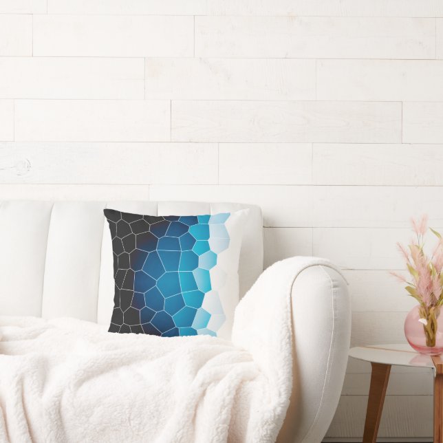 Minimalism Abstract Art Blue White Cells Throw Pillow (Couch)