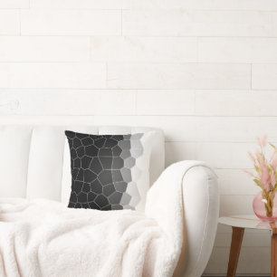 Minimalism Abstract Art Charcoal Grey White Cells Throw Pillow