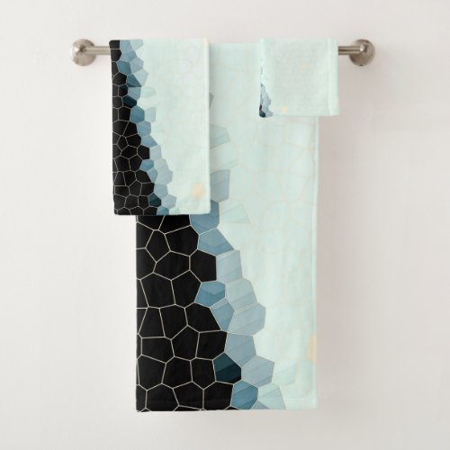 Minimalism Abstract Art Pale Pink Blue Black Bath Towel Set