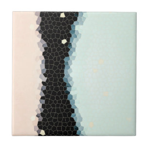 Minimalism Abstract Art Pale Pink Blue Black Ceramic Tile