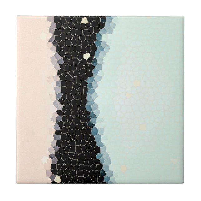 Minimalism Abstract Art Pale Pink Blue Black Ceramic Tile (Front)