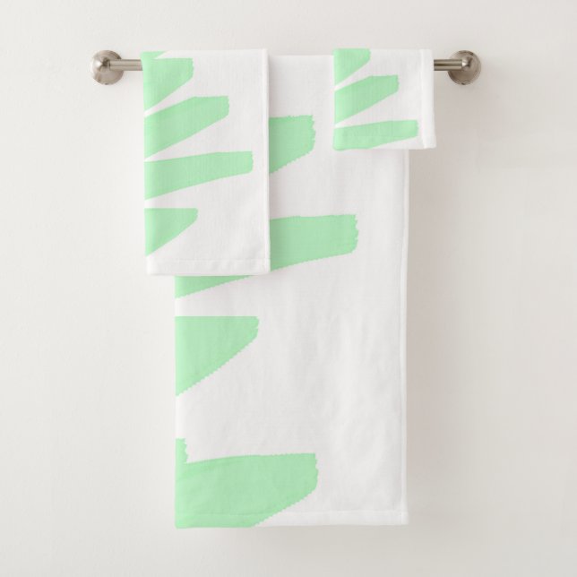 Minimalism Abstract Art Pale Turquoise Green Bath Towel Set (Insitu)