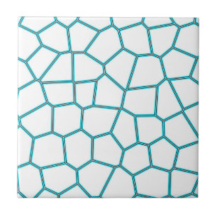 Minimalism Abstract Art Pale Turquoise White Cells Ceramic Tile