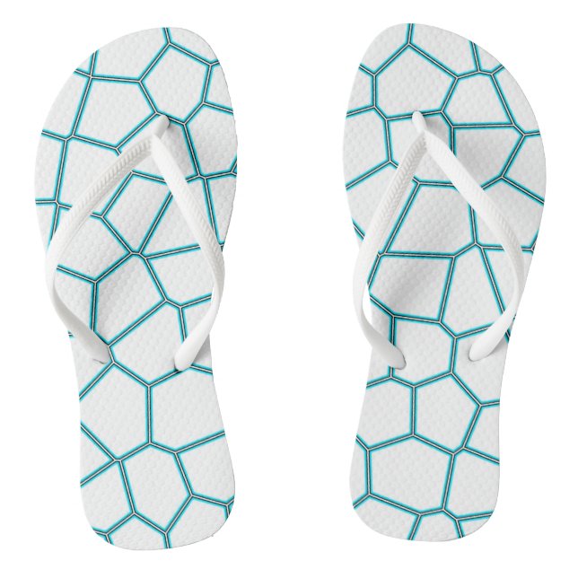 Minimalism Abstract Art Pale Turquoise White Cells Flip Flops (Footbed)