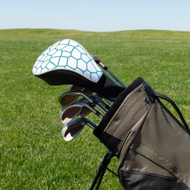 Minimalism Abstract Art Pale Turquoise White Cells Golf Head Cover (In Situ)
