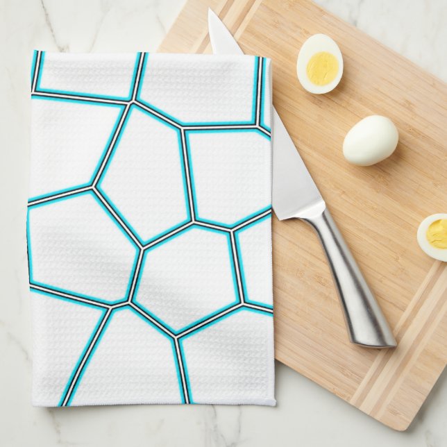 Minimalism Abstract Art Pale Turquoise White Cells Kitchen Towel (Quarter Fold)