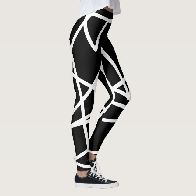 Minimalism Abstract Art Pattern Black White Leggings (Right)