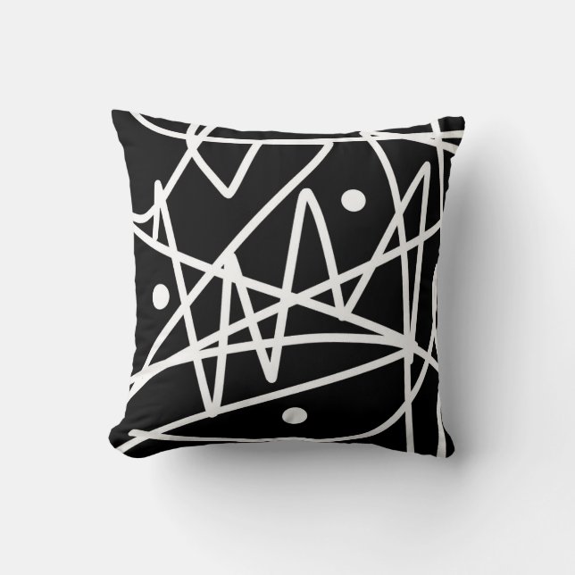 Minimalism Abstract Art Pattern Black White Throw Pillow (Front)