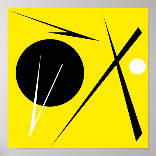 Minimalism Abstract Art Pattern Black Yellow White Poster (Front)