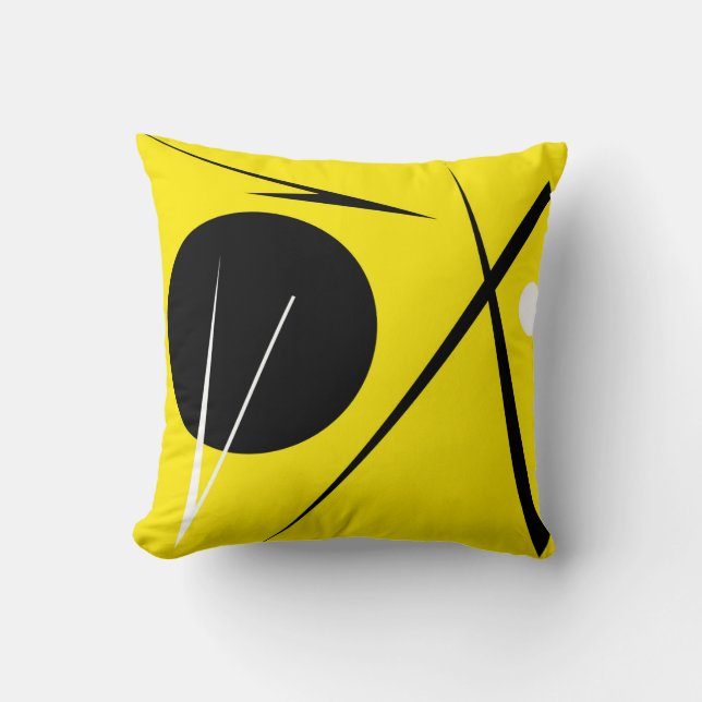 Minimalism Abstract Art Pattern Black Yellow White Throw Pillow (Front)