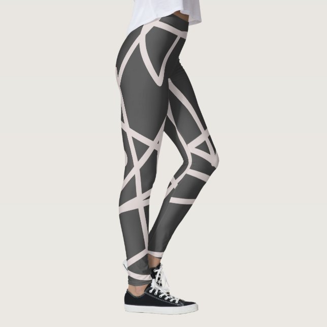 Minimalism Abstract Art Pattern Grey White Leggings (Right)