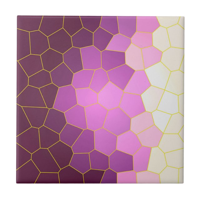 Minimalism Abstract Art Purple Pink White Cells Ceramic Tile (Front)