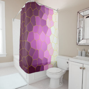 Minimalism Abstract Art Purple White Cells Shower Curtain