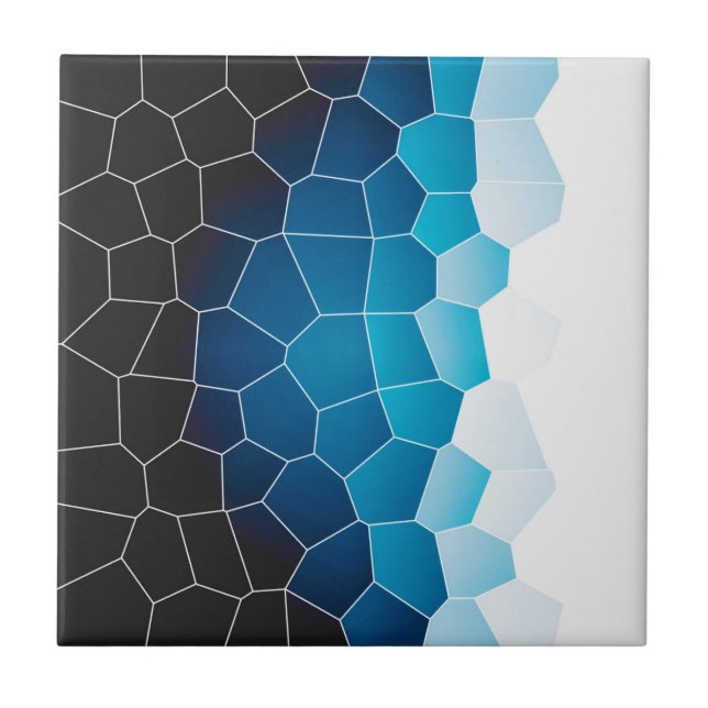 Minimalism Abstract Art Turquoise Blue White Cells Ceramic Tile (Front)