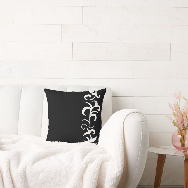 Minimalism Abstract Art White Black Hand Drawing Throw Pillow (Couch)