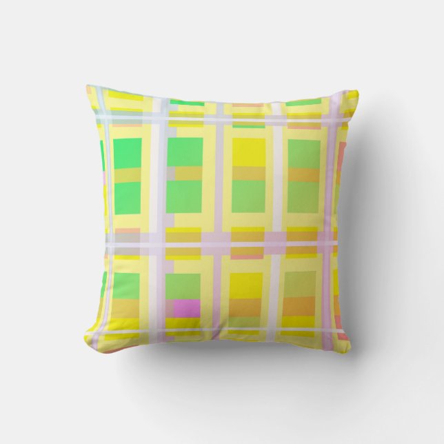 Minimalism Abstract Art Yellow Green Purple Blocks Throw Pillow (Front)