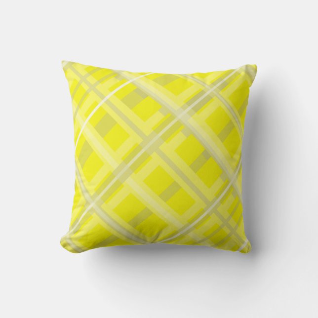 Minimalism Abstract Art Yellow Grey White Blocks Throw Pillow (Front)