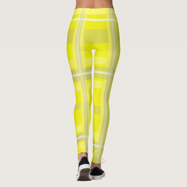 Minimalism Abstract Art Yellow Grey White Leggings (Back)